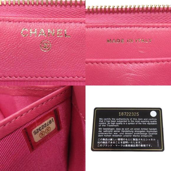 CHANEL Pink Lambskin Leather Logo Wallet - Picture 6 of 11
